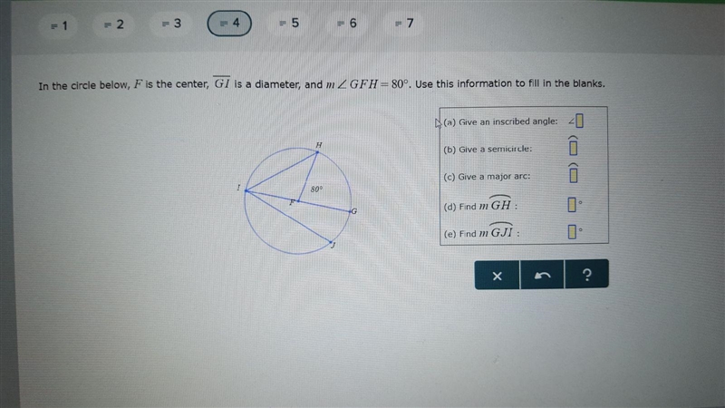 In the circle below, f is the center, gi is the diameter and m-example-1