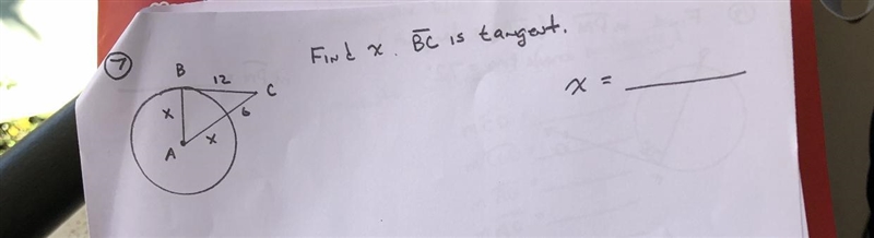 Find X. BC is the tangent-example-1