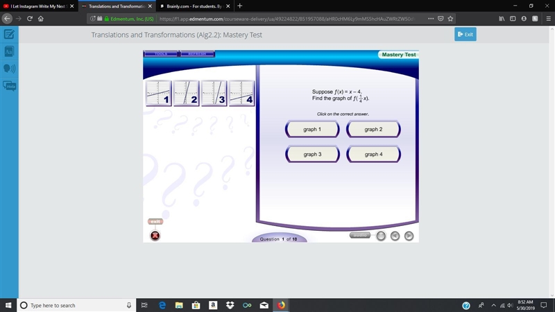 Suppose f(x)=x-4. Find the graph for f(1/4x)-example-1