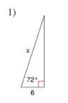 Can someone please help me, I need to know the missing side length (x) using trigonometric-example-1