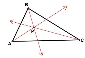 The three angle bisectors of ΔABC intersect at point P. Point P is the A) centroid-example-1