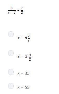 Solve for x. 8/x-7=7/2-example-1