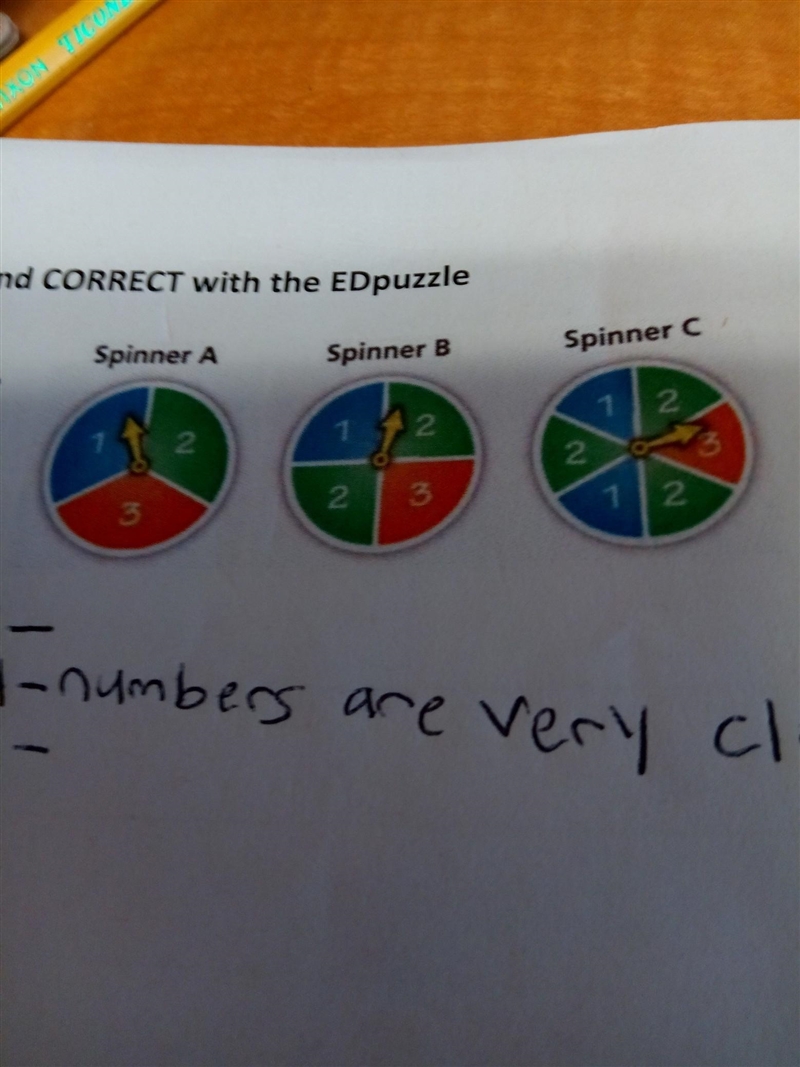 Three people play a game on each spinner in the previos problem. * Player 1 scores-example-1