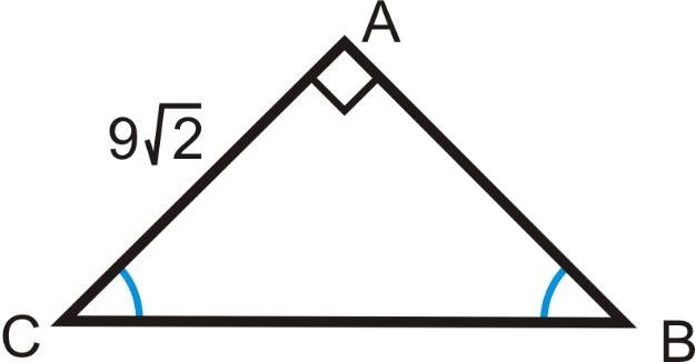 Find the length of the hypotenuse. 18 9√2 √18 18√2-example-1