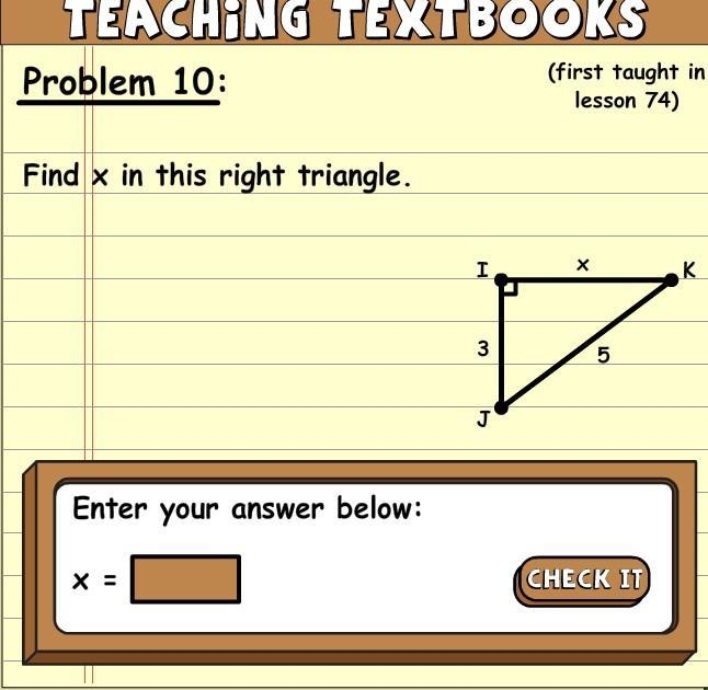 Find x in the right triangle.-example-1