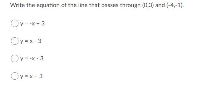 Write the equation of the line that passes through (0,3) and (-4,-1).-example-1