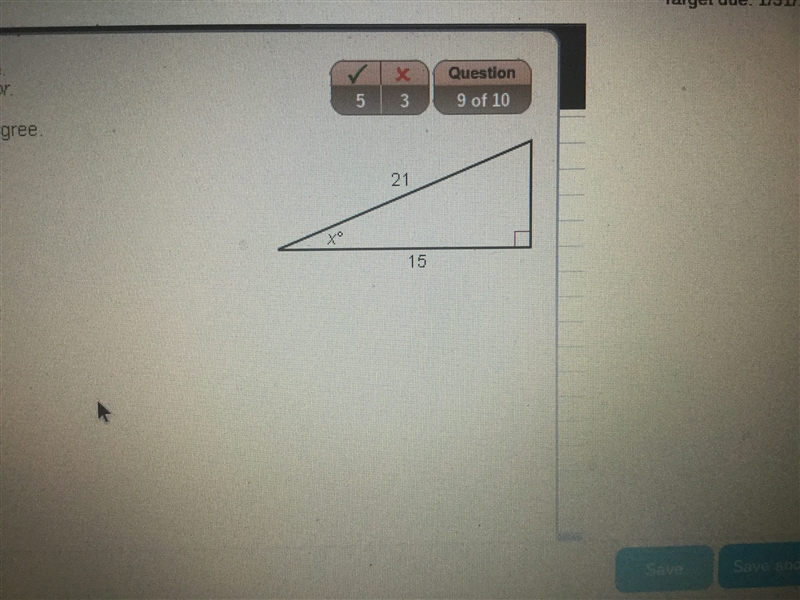 Find the value of x, rounded to the nearest degree. A. 46 B. 44 C. 41 D. 36-example-1