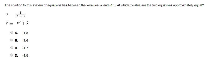 URGENT!! Offering 39 Points The solution to this system of equations lies between-example-1