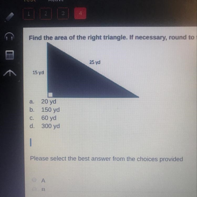 Find the area of the right triangle. If necessary, round to the nearest tenth-example-1