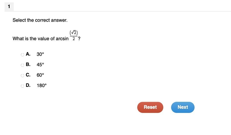 HELPP!! Select the correct answer. What is the value of arcsin ?-example-1