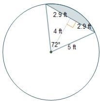 What is the area of the shaded portion of the circle? (5π – 11.6) ft2 (5π – 5.8) ft-example-1