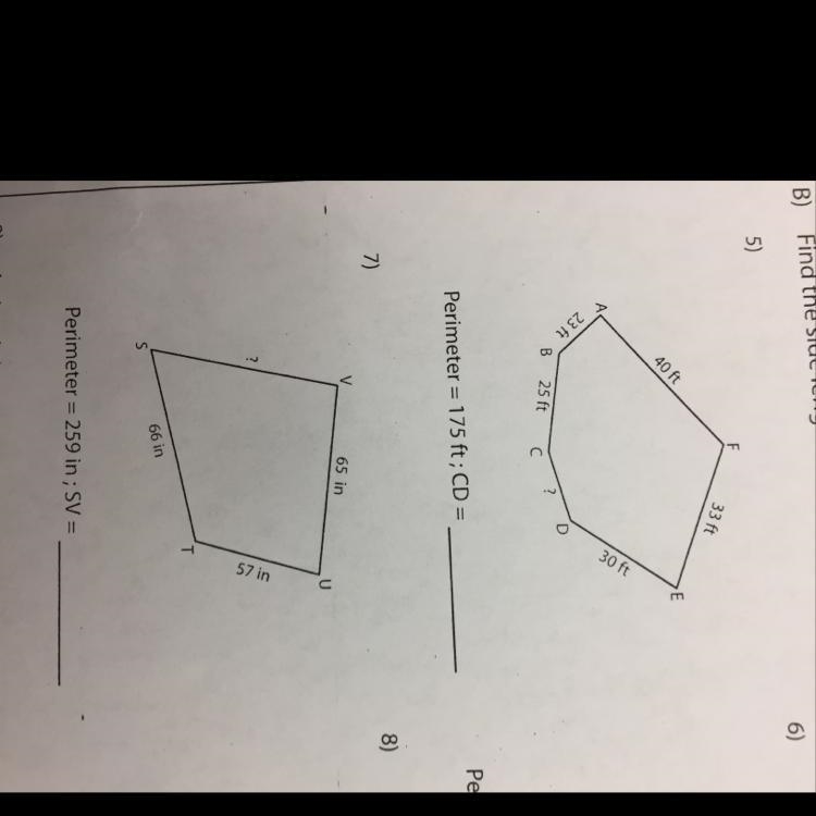 Find the side length of each irregular polygon.-example-1