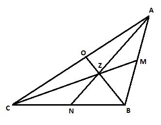 In triangle ABC, Z is the centroid. Show all work. Given: AZ = 9 and CN = 5.5. A.What-example-1