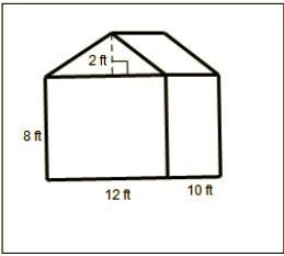 Ben is building a workshop in his backyard with dimensions as shown in the figure-example-1