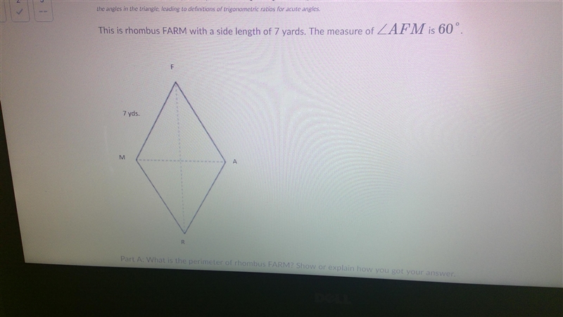 How would you find the diagonals for a rhombus given the side length of 7 yds and-example-1