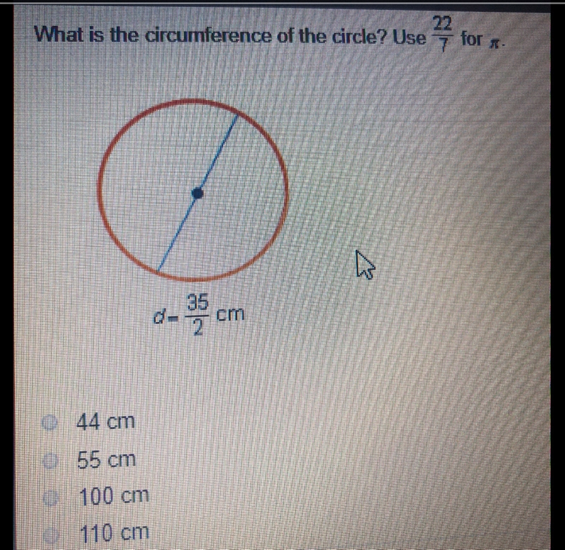 What is the circumference of the circle? Use 22/7 for pi. Answer Asap pls-example-1