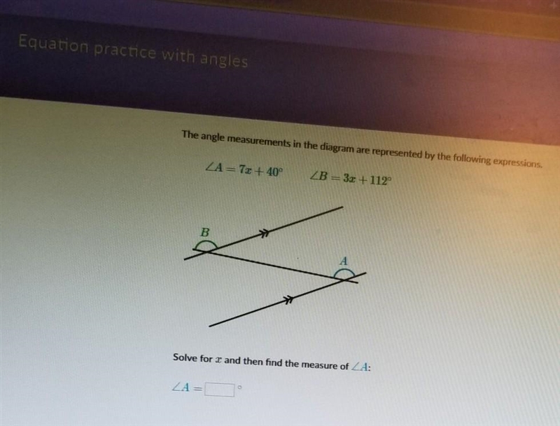 Help me please on this Equation! Equation practice with angles..​-example-1