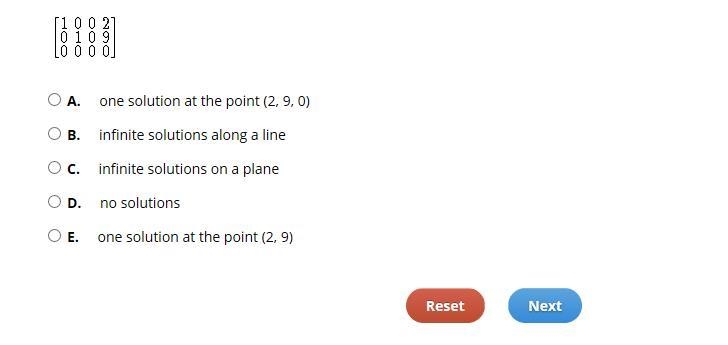 The row-reduced form of a system of three linear equations in three variables is given-example-1