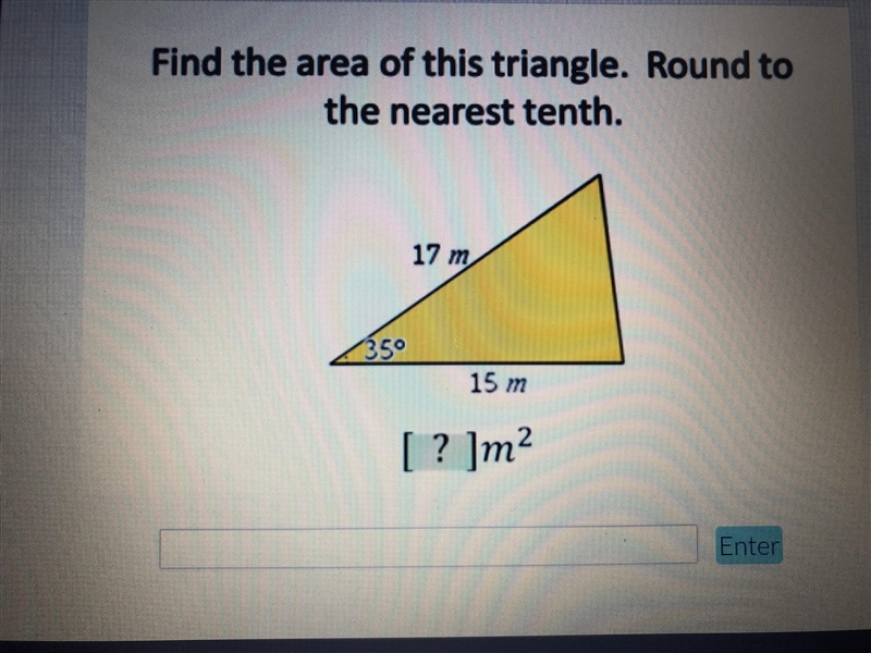 CAN SOMEONE HELP ME FIND THE AREA OF THIS TRIANGLE-example-1