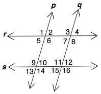 Given: ∠1 ≅ ∠9 Which lines must be parallel? A) r and s B) p and q C) p and r D) q-example-1