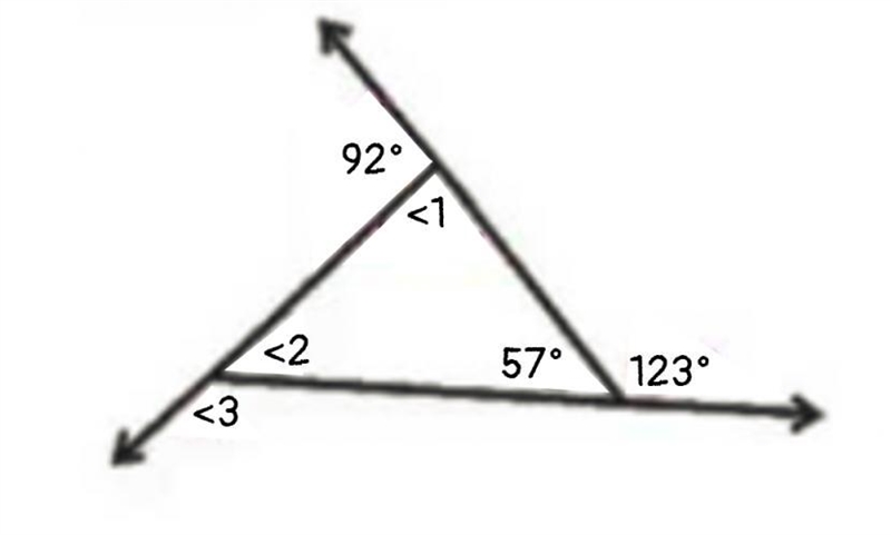 PLZ HURRY Part A: Find the measure of the following angles: <1 <2 <3. Show-example-1