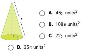 What is the surface area of the right cone below?-example-1