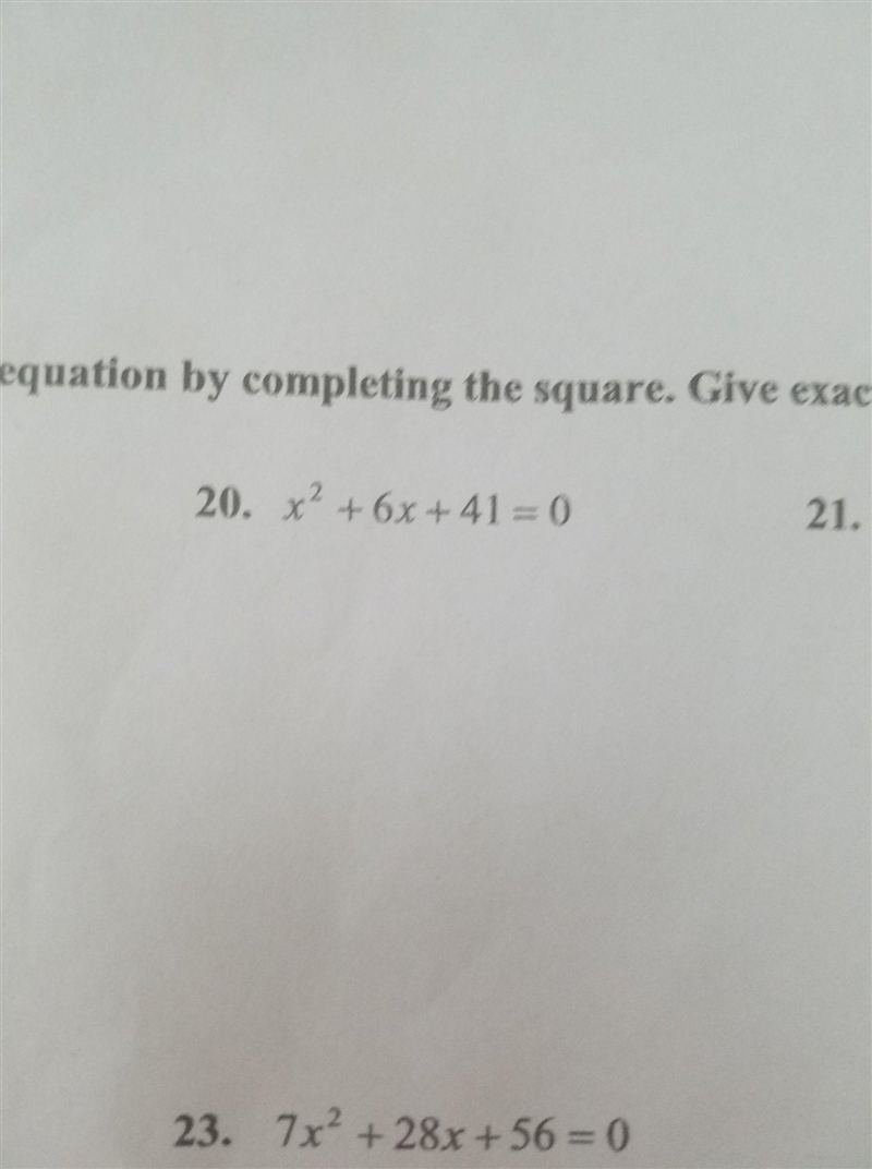 Solve each quadratic equation by completing the square. Give exact answers--no decimals-example-1