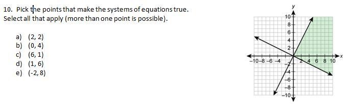 Pick the points that make the systems of equations true. Select all that apply (more-example-1