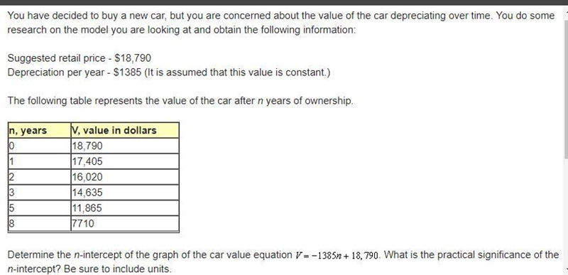 You have decided to buy a new car, but you are concerned about the value of the car-example-1