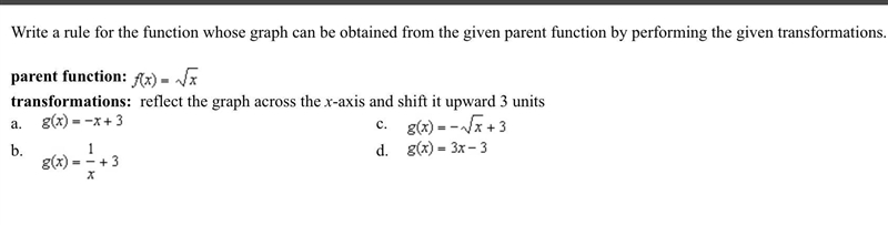 Write a rule for the function whose graph can be obtained from the given parent function-example-1