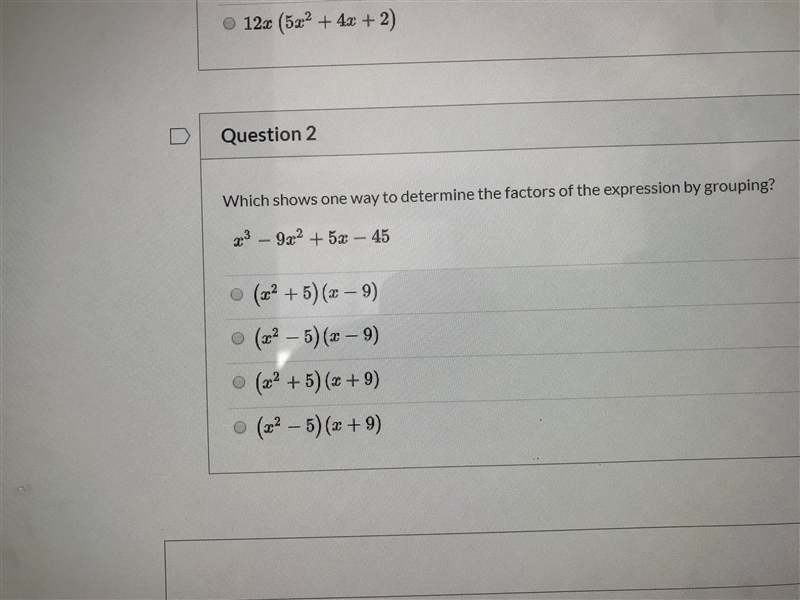 Question in the attached Algebra 2 which shows one way to determine the factors of-example-1