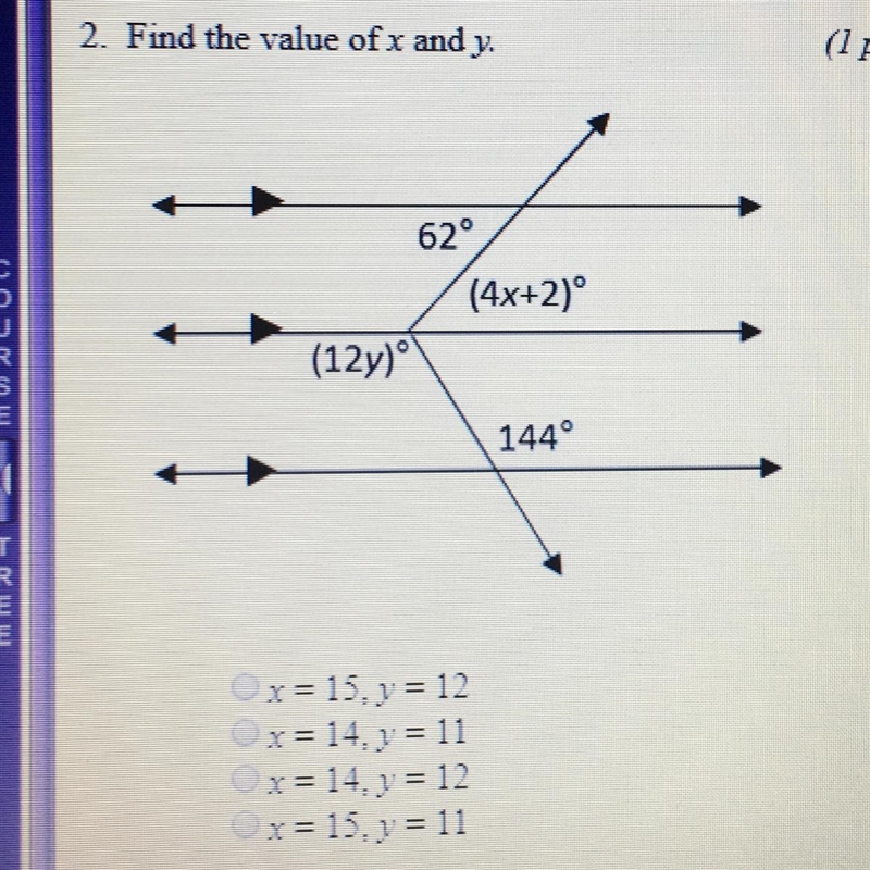 2. Find the value of x and y-example-1