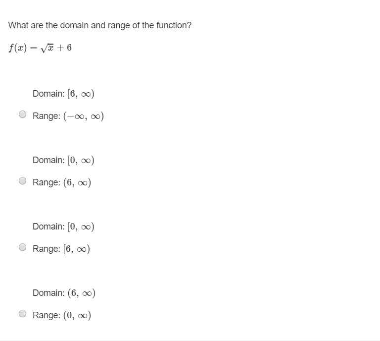 PLEASE HELP ASAP!!! CORRECT ANSWER ONLY PLEASE!!! What are the domain and range of-example-1