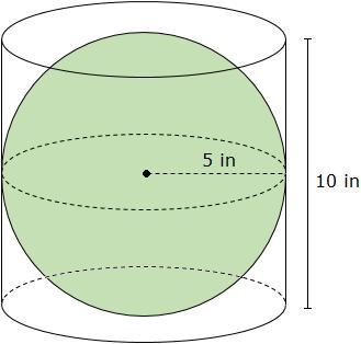 What is the volume of the space between the cylinder and the sphere? 500/3π cubic-example-1