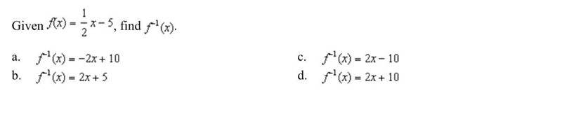 Find f^-1(x) A B C D-example-1