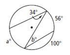 What is the value of a? What is the value of b? a. 34 a. 28 b. 56 b. 34 c. 68 c. 56 d-example-1