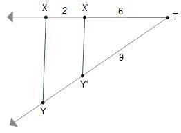 Line segment XY is dilated to create line segment X'Y' using point T as the center-example-1