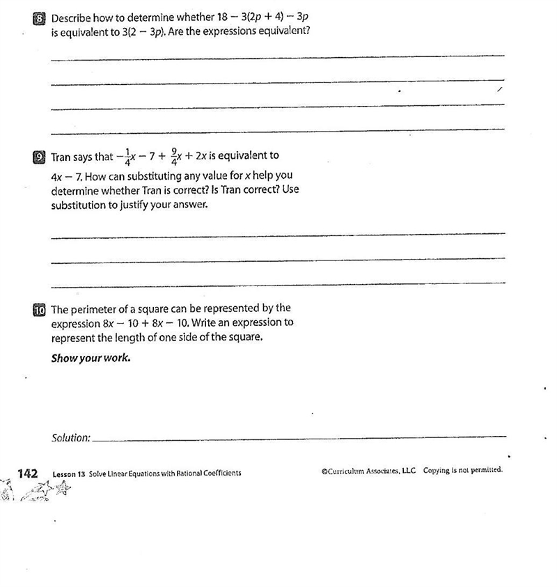 Solve Linear Equations with Rational Coefficients I need help with 8, 9, and 10! Thanks-example-1