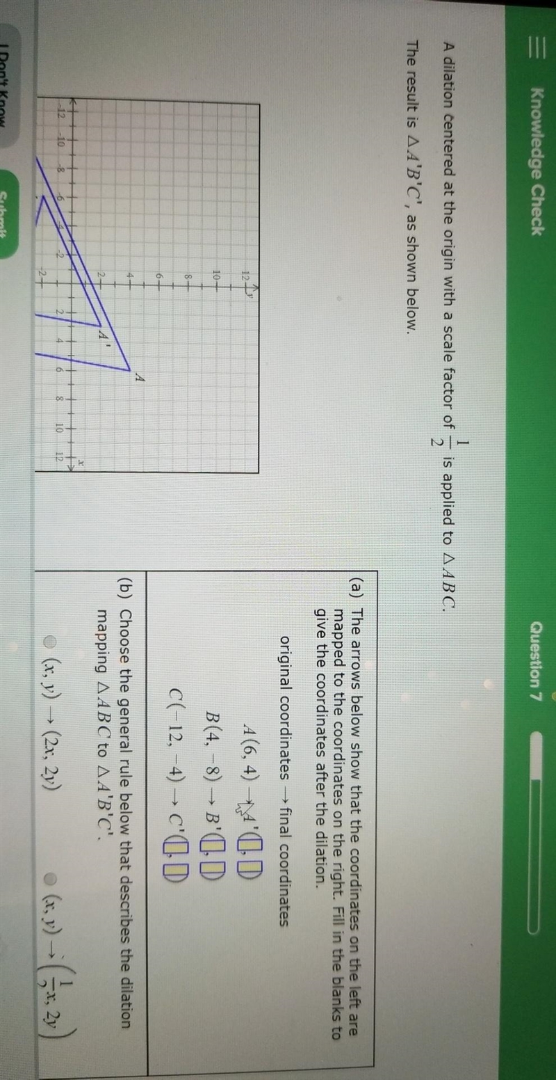 PLEASE HELP idk what any of this means. 25 points A dilation centered at the origin-example-1