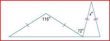 Find the measure of x for this shape. A. 36 b.28 c.32 d.22-example-1