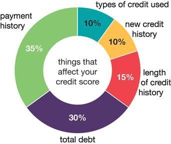 23 points help asap Which two categories, when added together, equal 65% of the credit-example-1