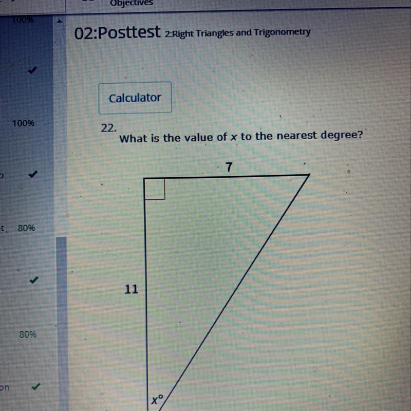 Find the value of x to the nearest degree-example-1