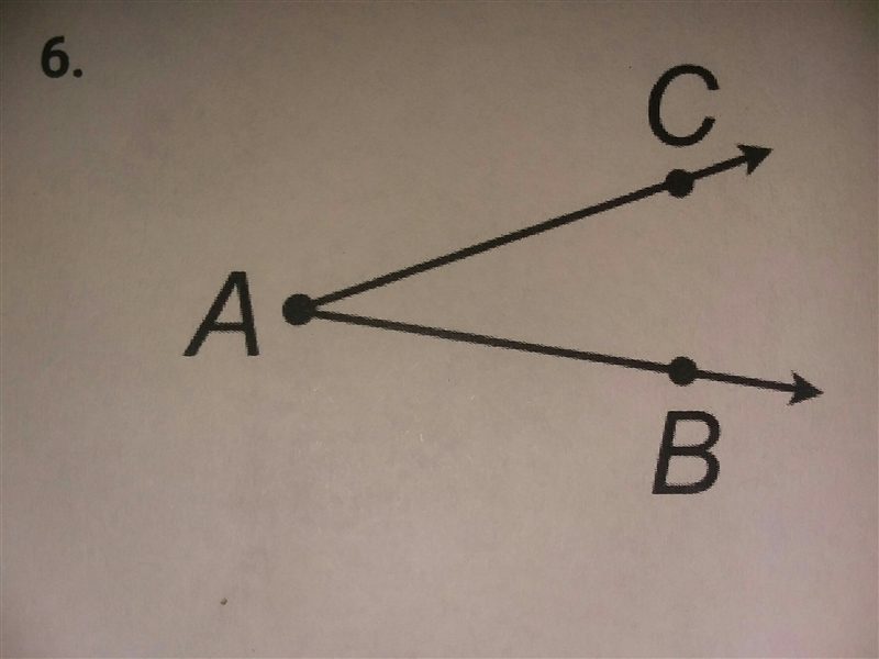 Give all possible names for each angle shown. Calculation Tip: In angle ABC, B is-example-1