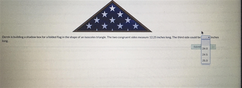 Geometry Help!!! I can’t seem to find the missing third side of the isosceles triangle-example-1