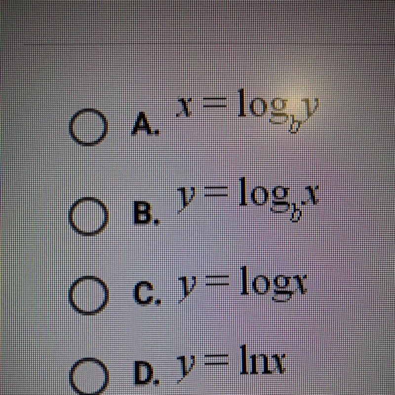 Which of the following equations is equivalent to b^y=x-example-1