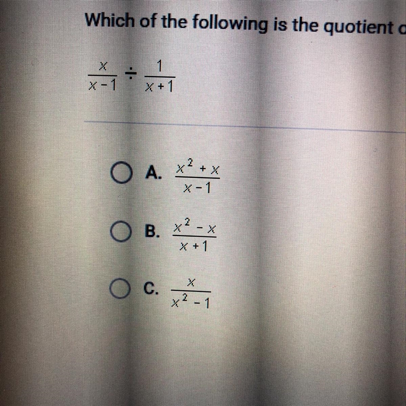 Which of the following is the quotient of the rational expressions shown here?-example-1