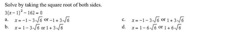 Solve by taking the square root of both sides-example-1