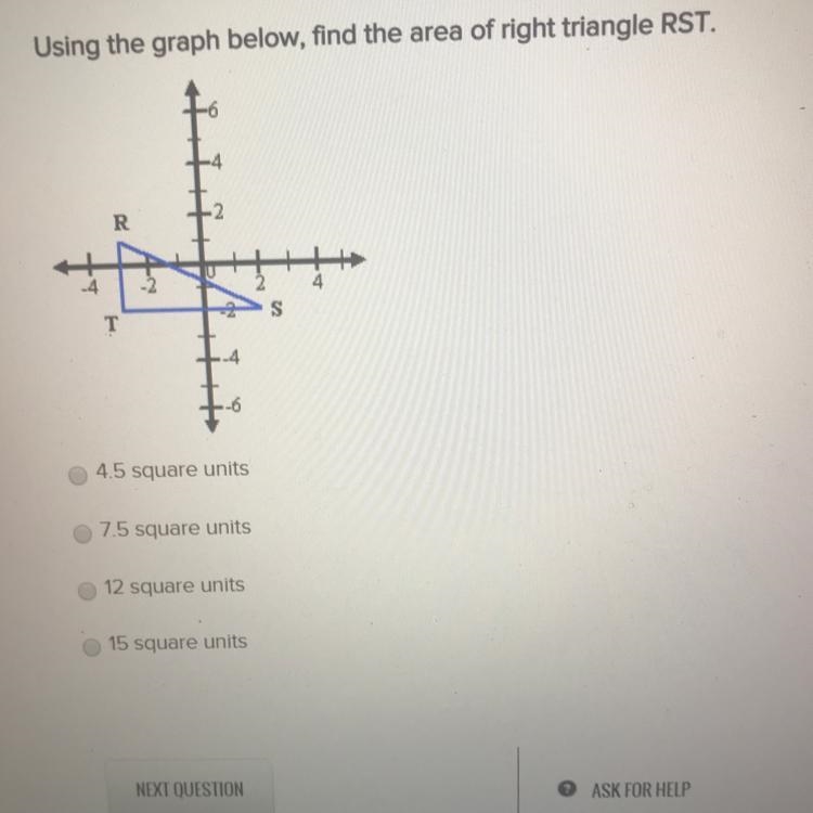 Find the area of right triangle RST-example-1