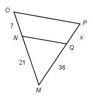 What is the value of x, given that OP II NQ? A. x = 7 B. x = 9 C. x = 12 D. x = 24-example-1