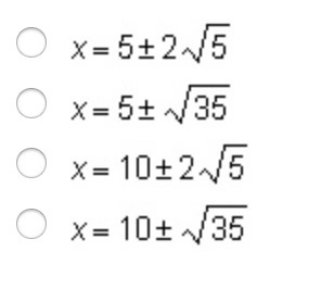 Solve for x in the equation x² - 10x + 25 = 35.-example-1